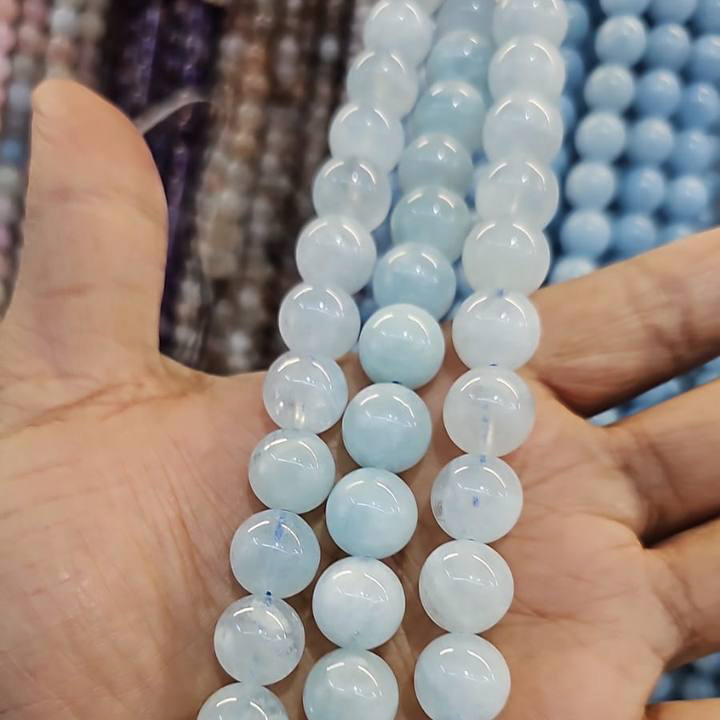 Бусины Аквамарин ААА глянцевый гладкий шар 4 6 8 10 12мм натуральный камень