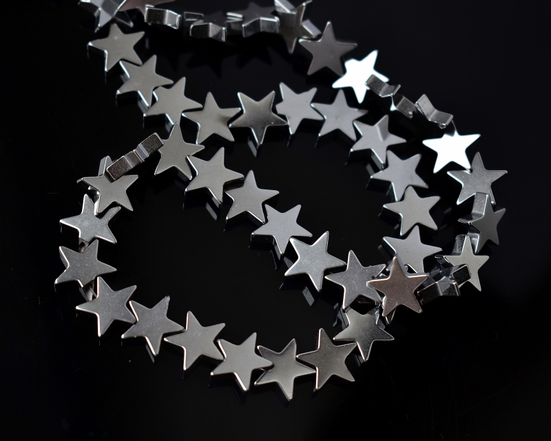 Бусины Гематит тонированный звезды цвет серебро размер 10,5*2,5мм имитация Серебро