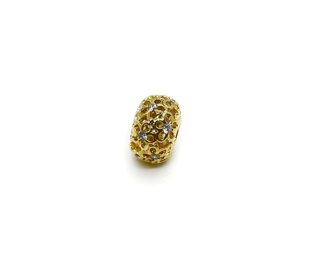 Ювелирная бусина с фианитами размер 12*8мм