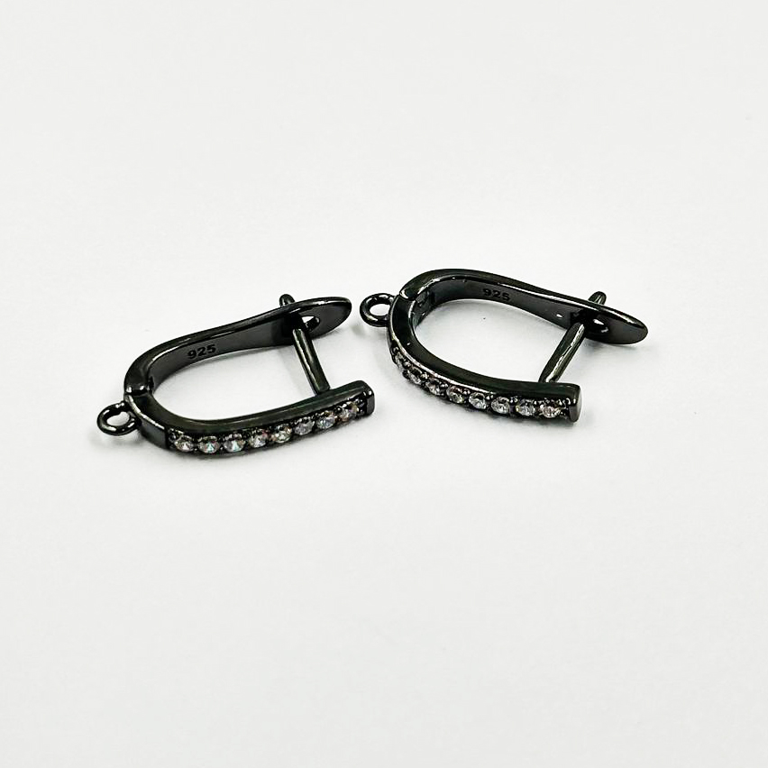 Швензы с фианитами цвет черный размер 14,7*2мм