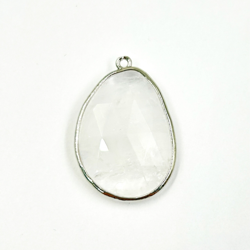 Кулон с горным хрусталем 21*31мм цвет серебро