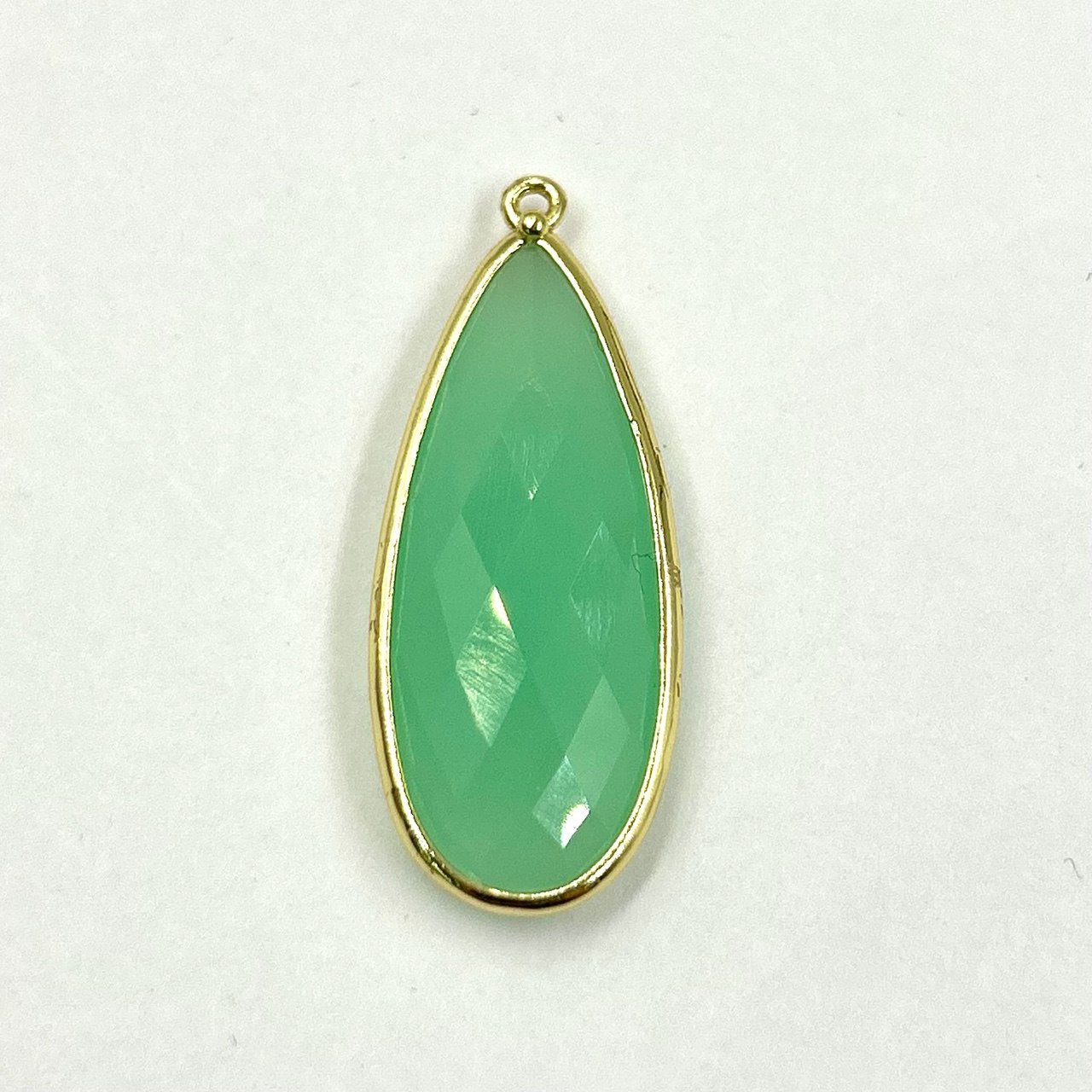 Кулон с зеленым авантюрином размер 15*37мм цвет золото