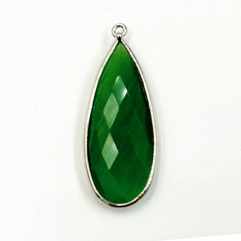 Кулон с кошачим глазом размер 15*37мм цвет серебро