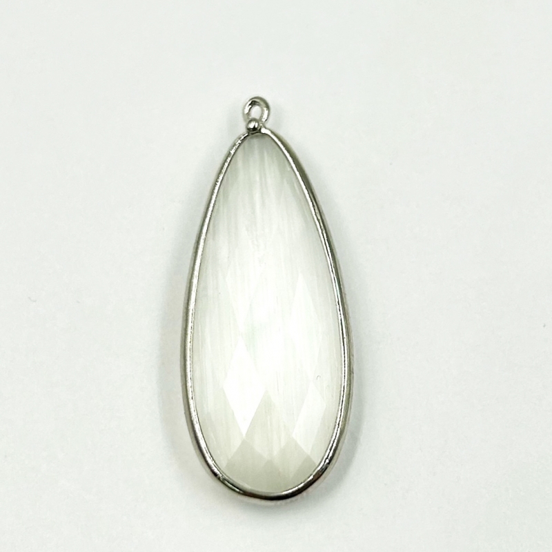 Кулон с кошачим глазом размер 15*37мм цвет серебро