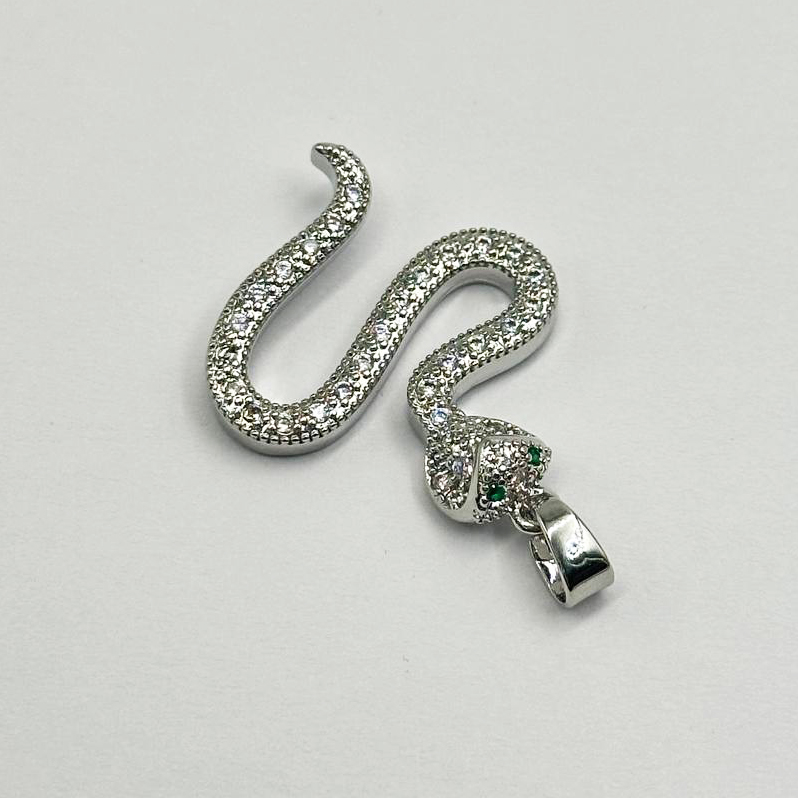 Подвеска Змея 26мм цвет серебро