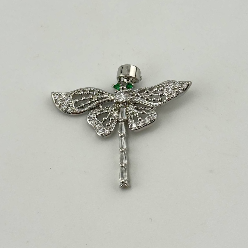Подвеска Стрекоза размер 24*29мм цвет серебро