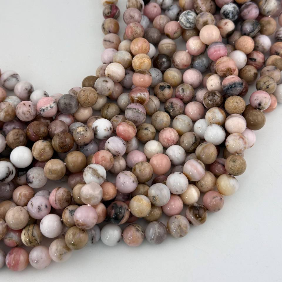 Бусины Опал розовый размер 8мм 10мм 12мм натуральный камень